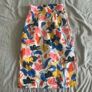 JCrew tea length linen blend skirt